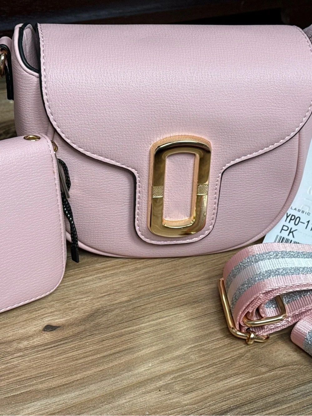 Adorable Pink Faux Leather Crossbody & Wallet Set Everyday Chic - Picture 1 of 14